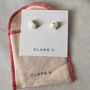 Clare V. Cream Heart Earrings